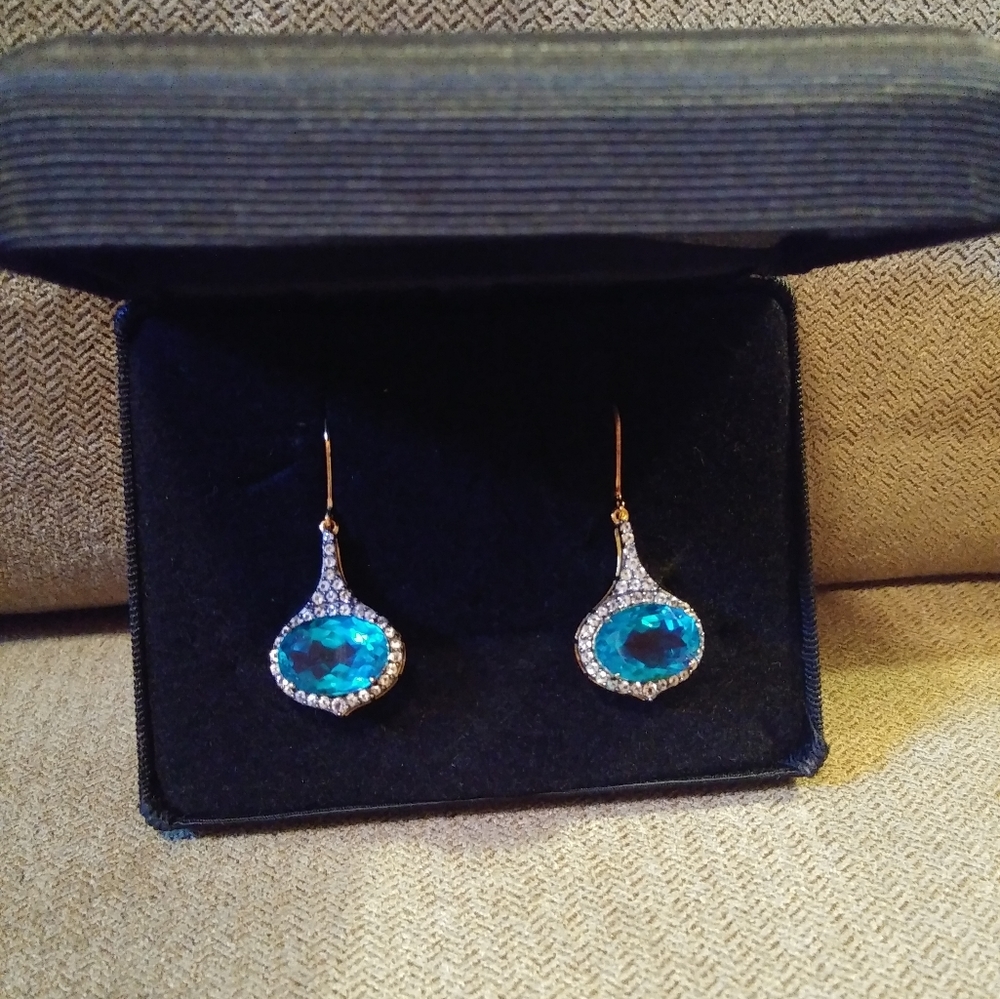 Treasures of India Blue Quartz and Topaz earrings